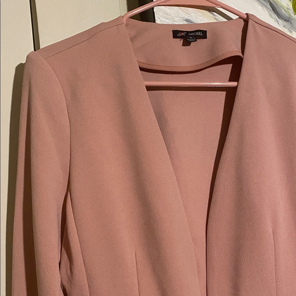 Blush Pink Cropped Blazer Jacket - Picture 3 of 6